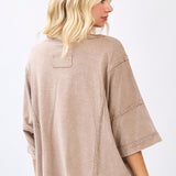 Crochet Patch Oversized V-neck Top