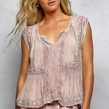 Sleeveless V Neck Ruffle Bottom Top