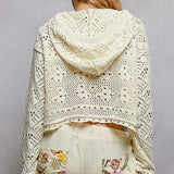 Chenille Hooded Top with Crochet