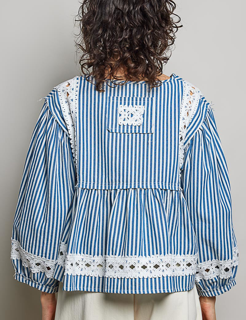 Striped And Lace Blouse