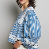 Striped And Lace Blouse