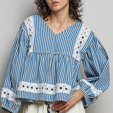 Striped And Lace Blouse