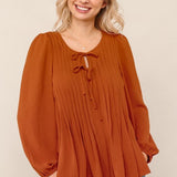 Scoop Neck Bubble Sleeve Top