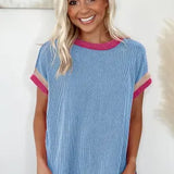 Round Neck Ribbed Top