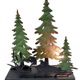 Metal Loon & Pine Trees Night Light Accent Lamp