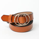 Double Ring Leather Cinch Belt