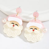 Pink & Cream Santa Earring with Pearl