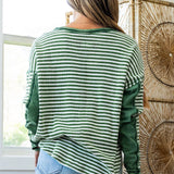 Green Stripe Patchwork Top