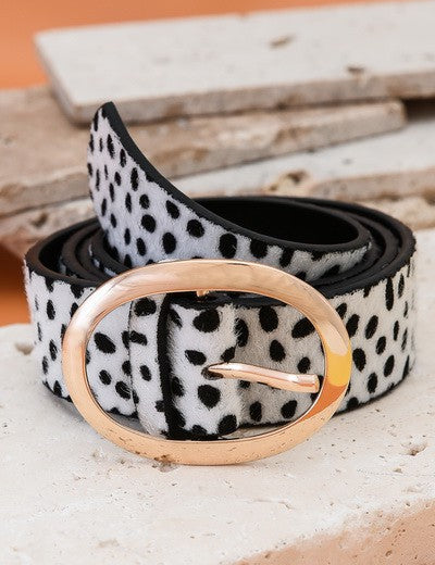 Leather Belt with Oval Buckle