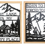 Framed Metal Fishing & Cabin Wall Plaque - 2 Assorted Styles