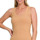 Ribbed Scoop Neck Tank Top