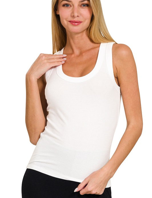 Ribbed Scoop Neck Tank Top