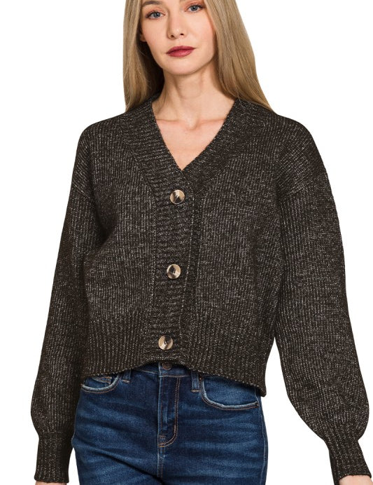 Melange Button Front Sweater