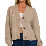Melange Button Front Sweater