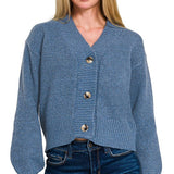 Melange Button Front Sweater