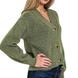 Melange Button Front Sweater