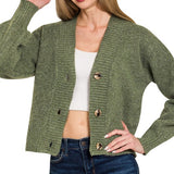 Melange Button Front Sweater