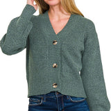 Melange Button Front Sweater