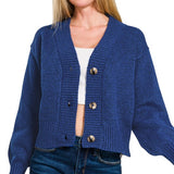 Melange Button Front Sweater