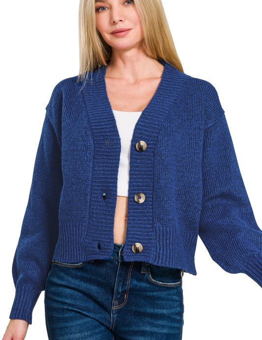 Melange Button Front Sweater