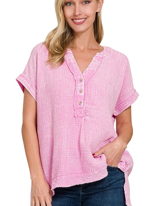 Double Gauze Henley Shirt