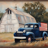 American Blue Truck With Barn