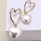 Pearl Heart Drop Earrings