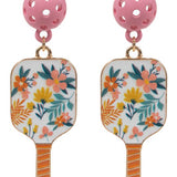 Pickleball Flower Print Earrings
