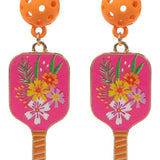 Pickleball Flower Print Earrings