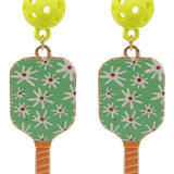Pickleball Flower Print Earrings