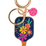 Pickleball Flower Print Keychain