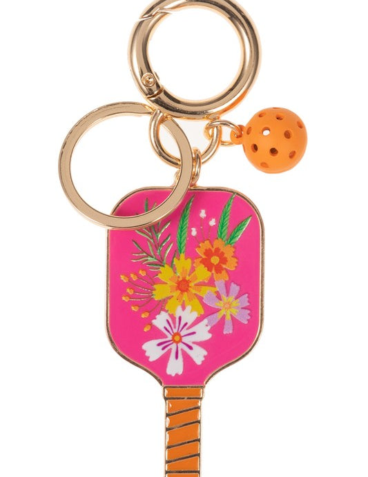 Pickleball Flower Print Keychain