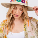 Floral Crochet Band Straw Hat