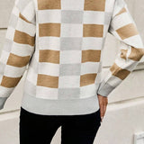 Checkered Ribbed Sweater