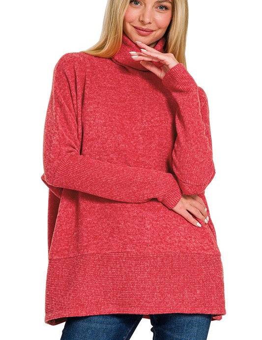 Brushed Melange Hacci Turtleneck Sweater