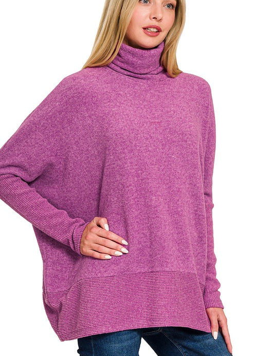 Brushed Melange Hacci Turtleneck Sweater