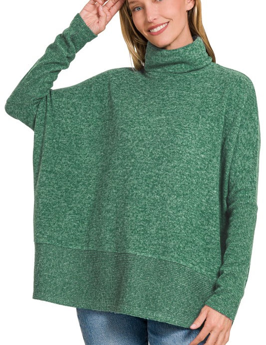 Brushed Melange Hacci Turtleneck Sweater