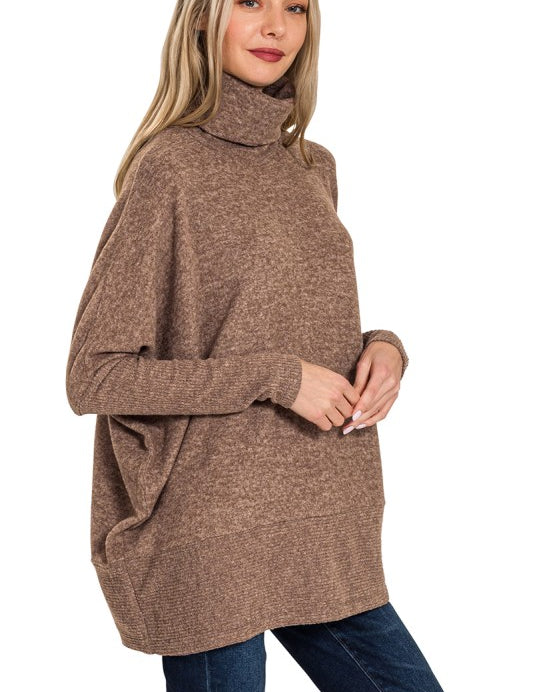 Brushed Melange Hacci Turtleneck Sweater