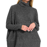 Brushed Melange Hacci Turtleneck Sweater
