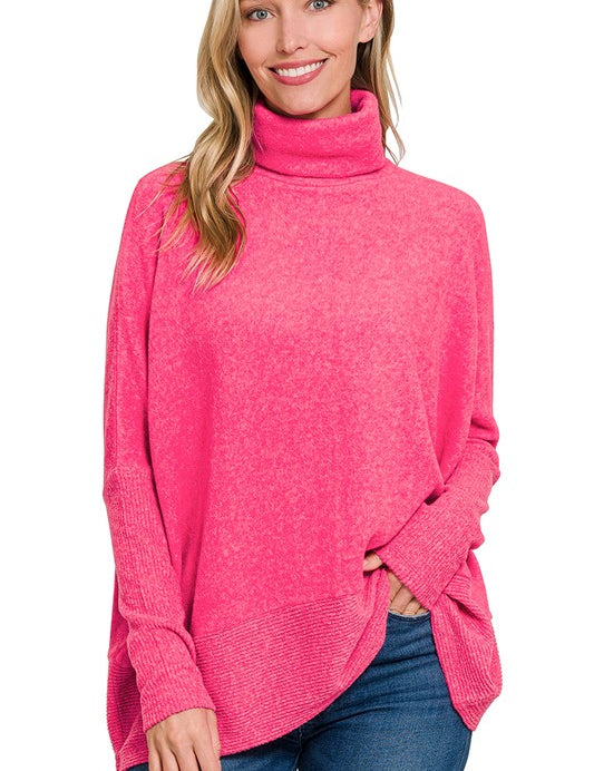 Brushed Melange Hacci Turtleneck Sweater