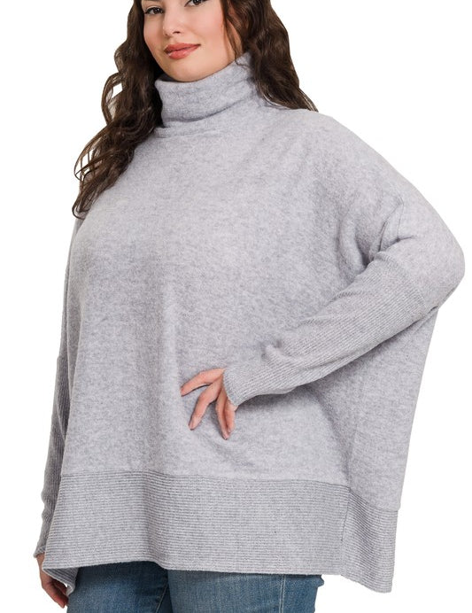 Brushed Melange Hacci Turtleneck Sweater