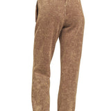 Acid Washed Fleece Sweatpants with Pockets
