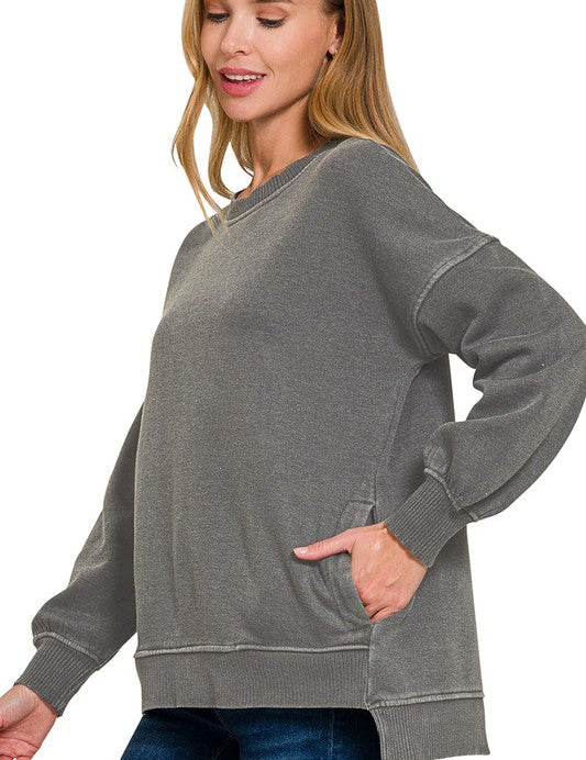 Hi-Low Pullover with Pockets