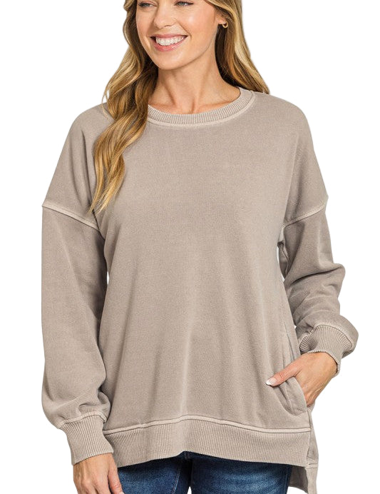 Hi-Low Pullover with Pockets