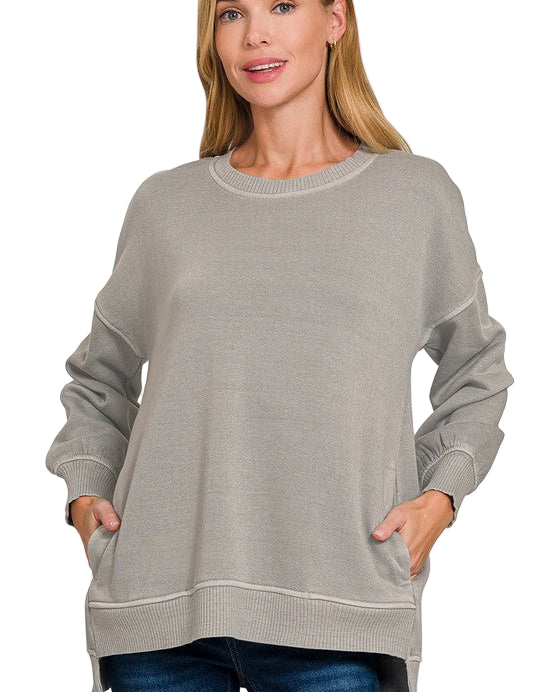 Hi-Low Pullover with Pockets