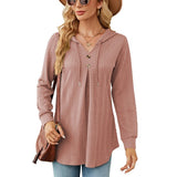 Long Sleeve V-Neck Knit Top Hooded