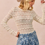 Ruffles Detail Flower Lace Top