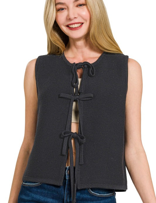 Tie Front Sweater Vest