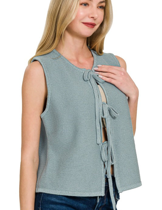 Tie Front Sweater Vest