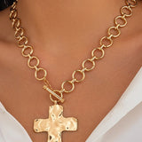Hammered Cross Necklace